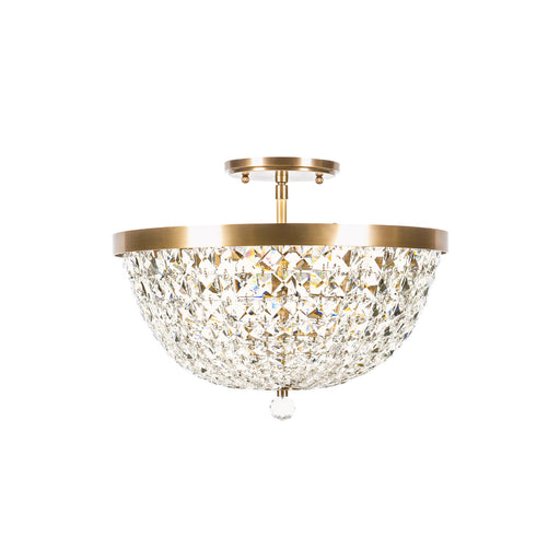 Crystal Baller Three Light Semi-Flush Mount Antique Bronze