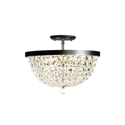 Crystal Baller Three Light Semi-Flush Mount Heritage Black