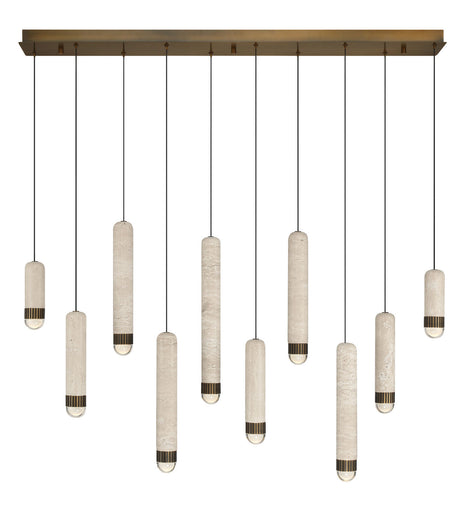 Cambre LED Linear Chandelier Antique Brass