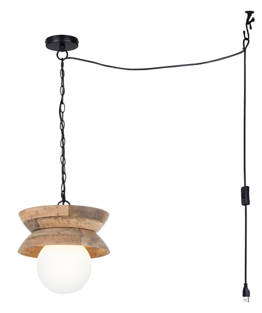 Canarm - IPL2271B01NA - One Light Pendant - Maeva - Natural Wood + Black