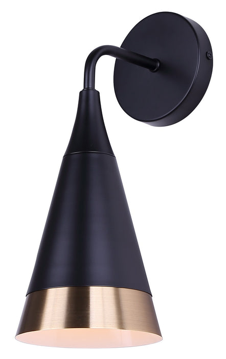 Canarm - IWF1240A01BKG - One Light Wall Sconce - Noiré - Matte Black + Gold