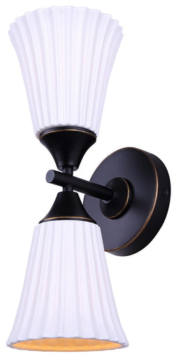 Draven Two Light Wall Sconce Matte Black + White