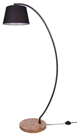 Elan One Light Floor Lamp Matte Black & Real Wood