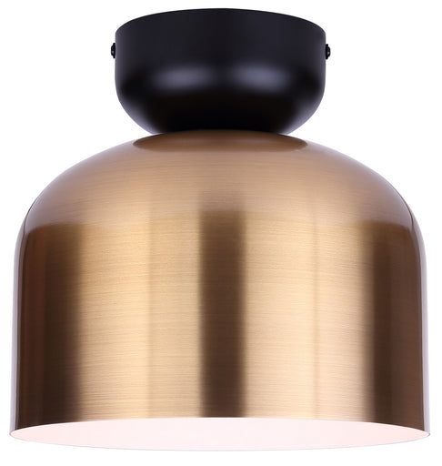 Caleb One Light Flush Mount Gold & Matte Black