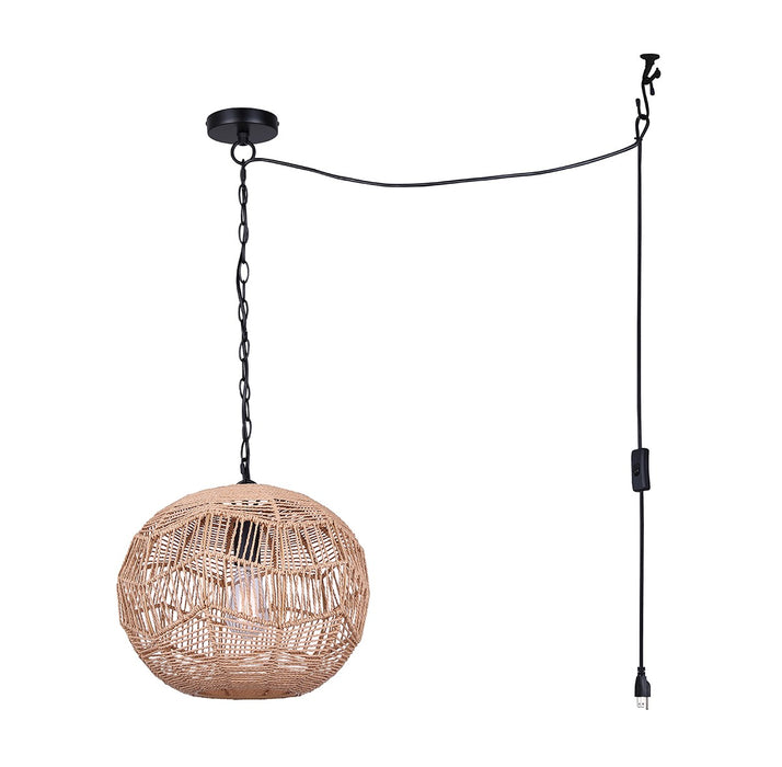 Canarm - IPL1197A01BK-NA - One Light Pendant - Valence - Matte Black + Natural