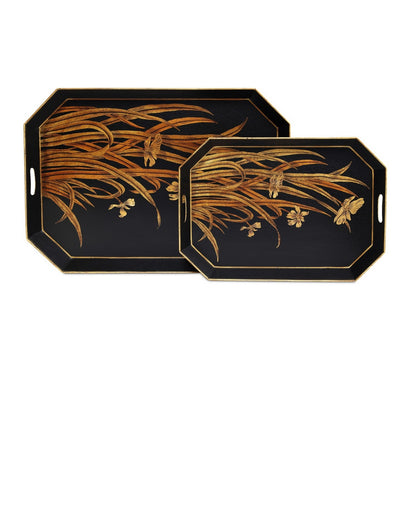 Glasshouse Tray Set of 2 Black/Gold