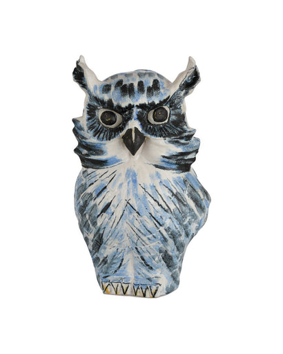 Mina the Owl Sculpture Blue/White/Black