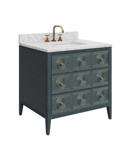 Santos Vanity with Rectangular Undermount Sink Vintage Navy/Natural/White/Brushed Brass/Polished Nickel