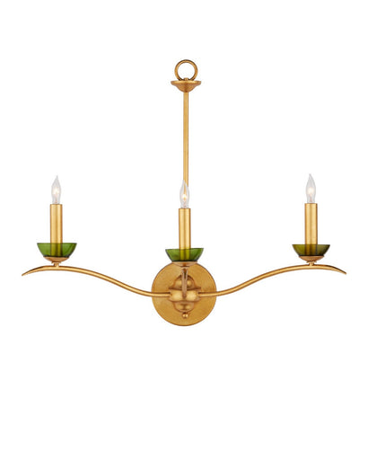 Flannery Three Light Wall Sconce Contemporary Gold Leaf/Green