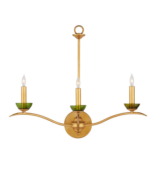 Currey and Company - 5000-0288 - Three Light Wall Sconce - Flannery - Contemporary Gold Leaf/Green