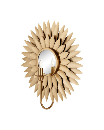 Plumage One Light Wall Sconce Antique Brass/Mirror