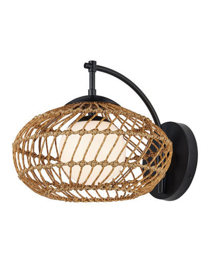 Carriage One Light Wall Sconce Natural/Black/Frosted White