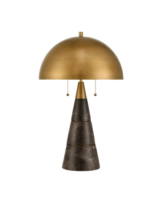Currey and Company - 6000-1065 - Two Light Desk Lamp - Edith - Coffee Brown/Antique Brass