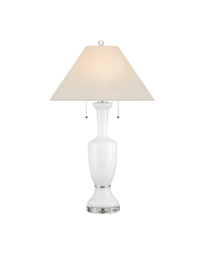Classico Two Light Table Lamp White/Clear/Polished Nickel