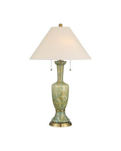 Classico Two Light Table Lamp Green/Beige/Antique Brass