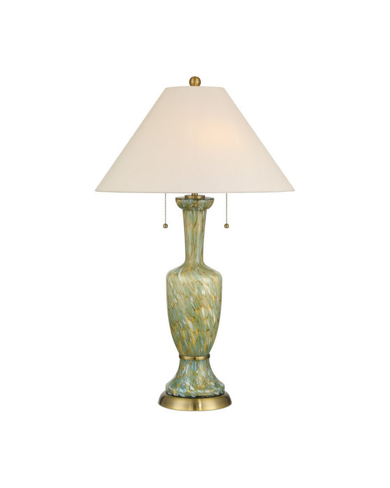 Currey and Company - 6000-1069 - Two Light Table Lamp - Classico - Green/Beige/Antique Brass