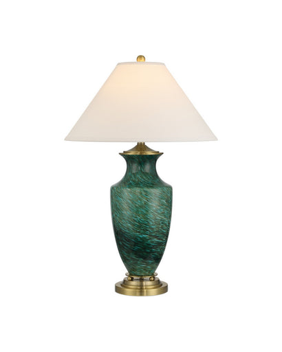 Claude One Light Table Lamp Green/Antique Brass