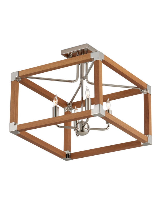 Currey and Company - 9000-1284 - Four Light Semi-Flush Mount - Boyd - Natural/Polished Nickel