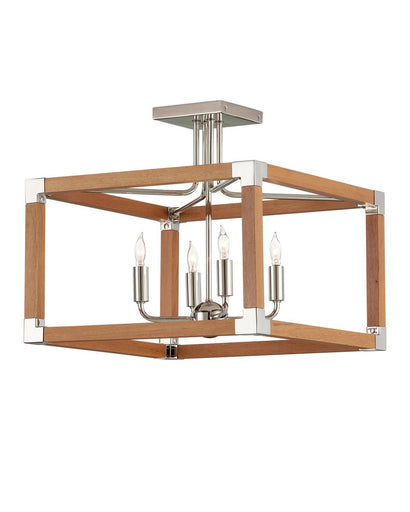 Boyd Four Light Semi-Flush Mount Natural/Polished Nickel