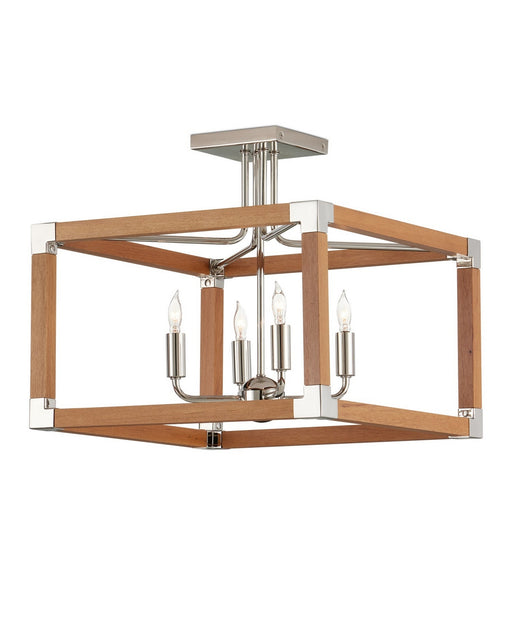 Currey and Company - 9000-1284 - Four Light Semi-Flush Mount - Boyd - Natural/Polished Nickel