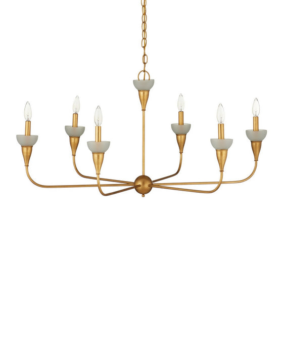 Currey and Company - 9000-1328 - Six Light Chandelier - Aurelia - Contemporary Gold Leaf/Contemporary Gold/Frosted