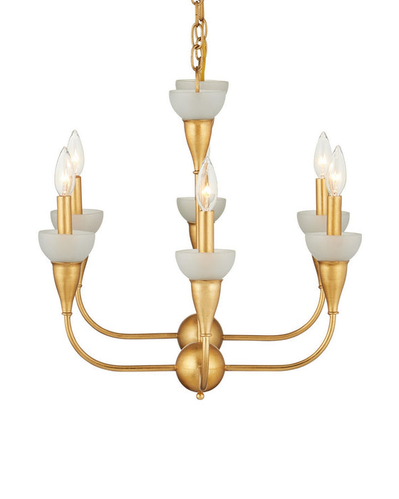 Currey and Company - 9000-1329 - Six Light Chandelier - Aurelia - Contemporary Gold Leaf/Contemporary Gold/Frosted
