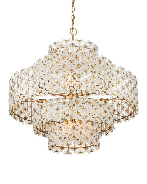 Currey and Company - 9000-1331 - 12 Light Chandelier - Spring Flower - Frosted/Brass