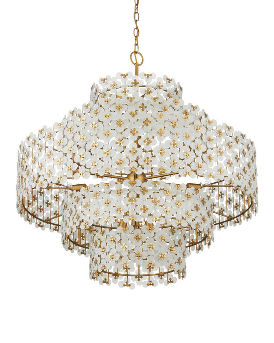 Currey and Company - 9000-1331 - 12 Light Chandelier - Spring Flower - Frosted/Brass