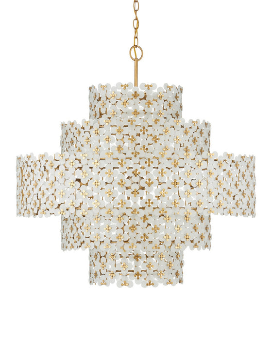 Currey and Company - 9000-1331 - 12 Light Chandelier - Spring Flower - Frosted/Brass