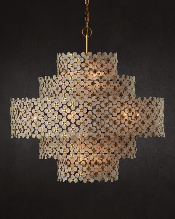 Currey and Company - 9000-1331 - 12 Light Chandelier - Spring Flower - Frosted/Brass