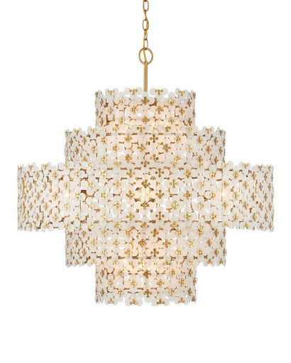 Spring Flower 12 Light Chandelier Frosted/Brass