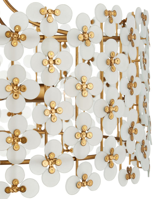 Currey and Company - 9000-1332 - Four Light Pendant - Spring Flower - Frosted/Brass