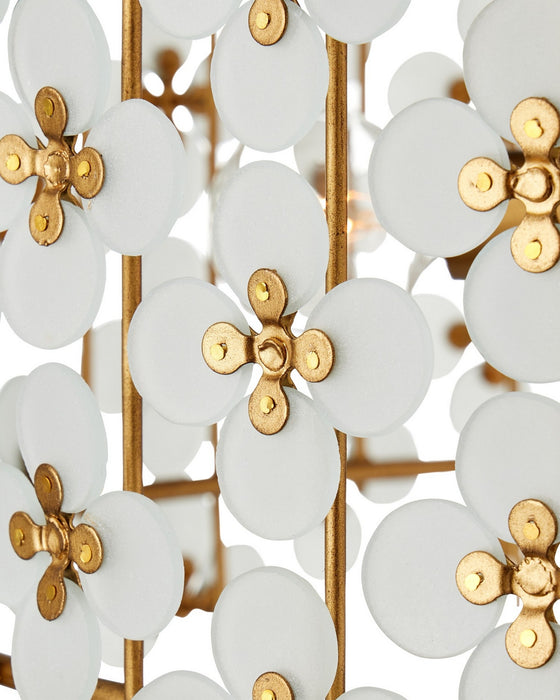 Currey and Company - 9000-1332 - Four Light Pendant - Spring Flower - Frosted/Brass