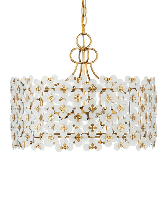 Currey and Company - 9000-1332 - Four Light Pendant - Spring Flower - Frosted/Brass