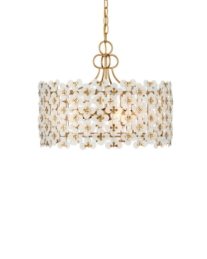 Spring Flower Four Light Pendant Frosted/Brass