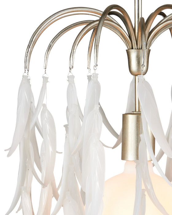 Currey and Company - 9000-1334 - One Light Pendant - Glen Arbor - White/Contemporary Silver Leaf/Contemporary Silver