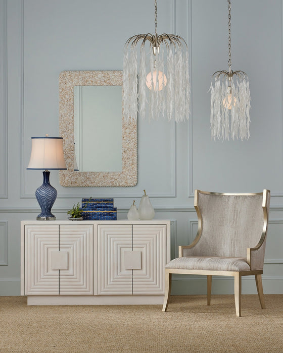 Currey and Company - 9000-1334 - One Light Pendant - Glen Arbor - White/Contemporary Silver Leaf/Contemporary Silver