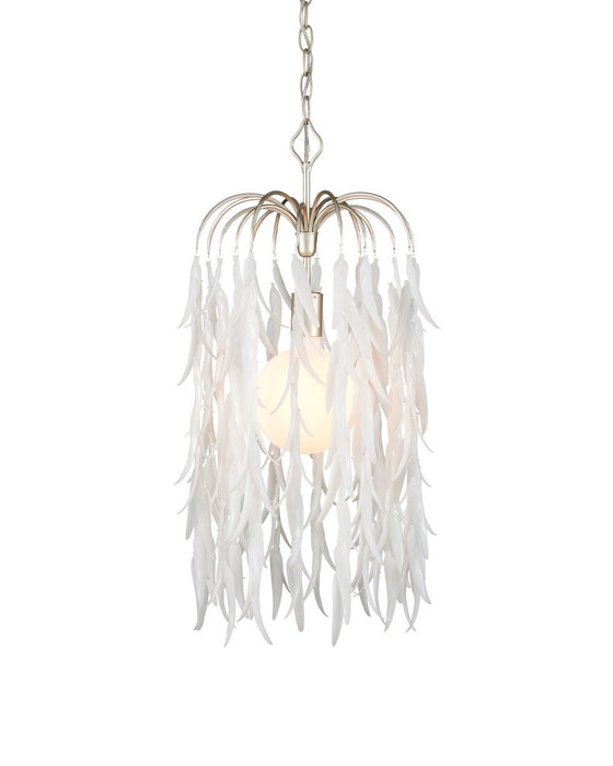 Currey and Company - 9000-1334 - One Light Pendant - Glen Arbor - White/Contemporary Silver Leaf/Contemporary Silver