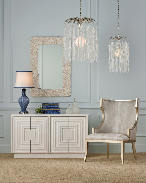 Currey and Company - 9000-1335 - One Light Pendant - Glen Arbor - White/Contemporary Silver Leaf/Contemporary Silver