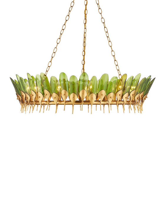 Currey and Company - 9000-1337 - 11 Light Chandelier - Selavy - Green/Contemporary Gold Leaf/Contemporary Gold