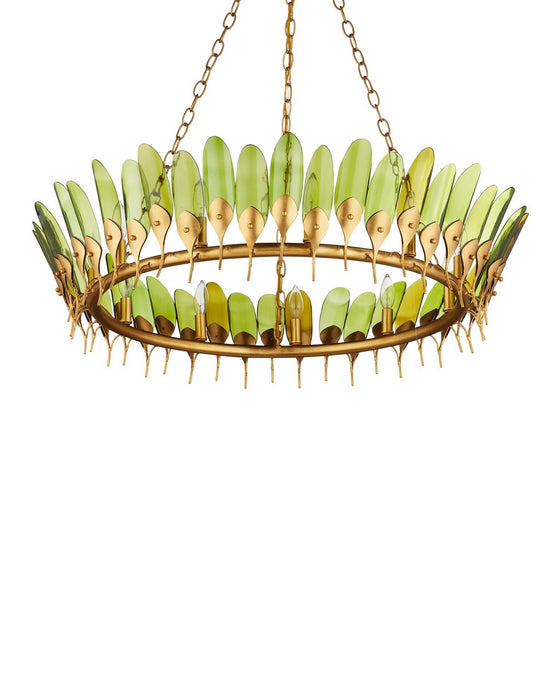 Currey and Company - 9000-1337 - 11 Light Chandelier - Selavy - Green/Contemporary Gold Leaf/Contemporary Gold