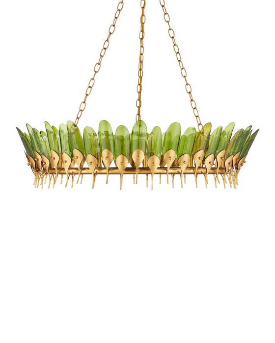 Currey and Company - 9000-1337 - 11 Light Chandelier - Selavy - Green/Contemporary Gold Leaf/Contemporary Gold