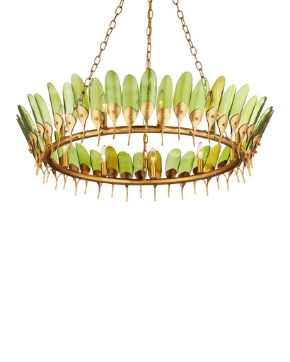 Selavy 11 Light Chandelier Green/Contemporary Gold Leaf/Contemporary Gold