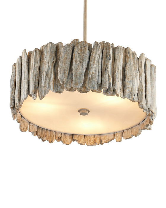 Currey and Company - 9000-1342 - Three Light Semi-Flush Mount - Driftwood - Whitewash/White