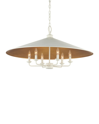 Brussels Six Light Chandelier Snow White/Contemporary Gold Leaf