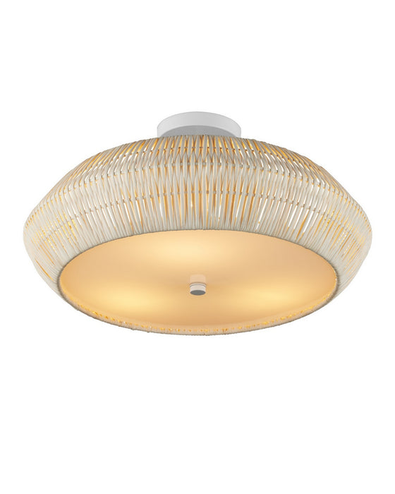 Currey and Company - 9000-1346 - Three Light Semi-Flush Mount - Antibes - Bleached Natural/Snow White/White