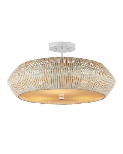 Antibes Three Light Semi-Flush Mount Bleached Natural/Snow White/White