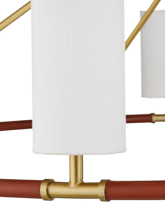 Currey and Company - 9000-1350 - Ten Light Chandelier - Ellerston - Saddle Brown/Brushed Brass
