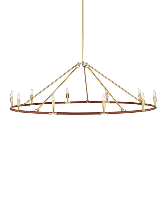Currey and Company - 9000-1350 - Ten Light Chandelier - Ellerston - Saddle Brown/Brushed Brass