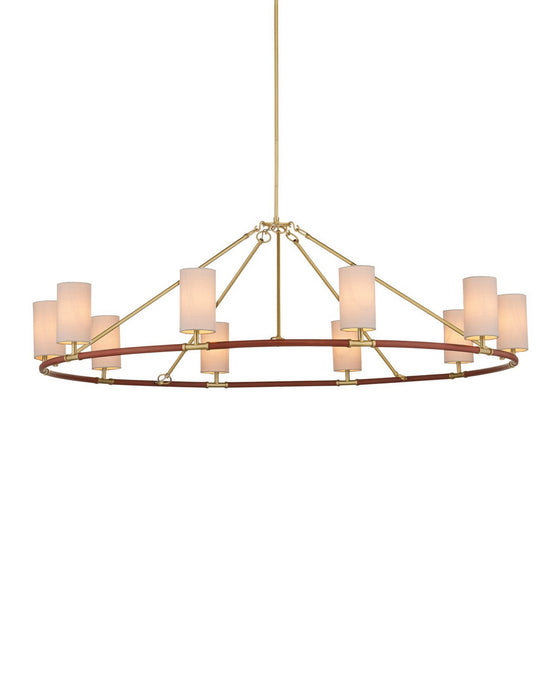 Currey and Company - 9000-1350 - Ten Light Chandelier - Ellerston - Saddle Brown/Brushed Brass